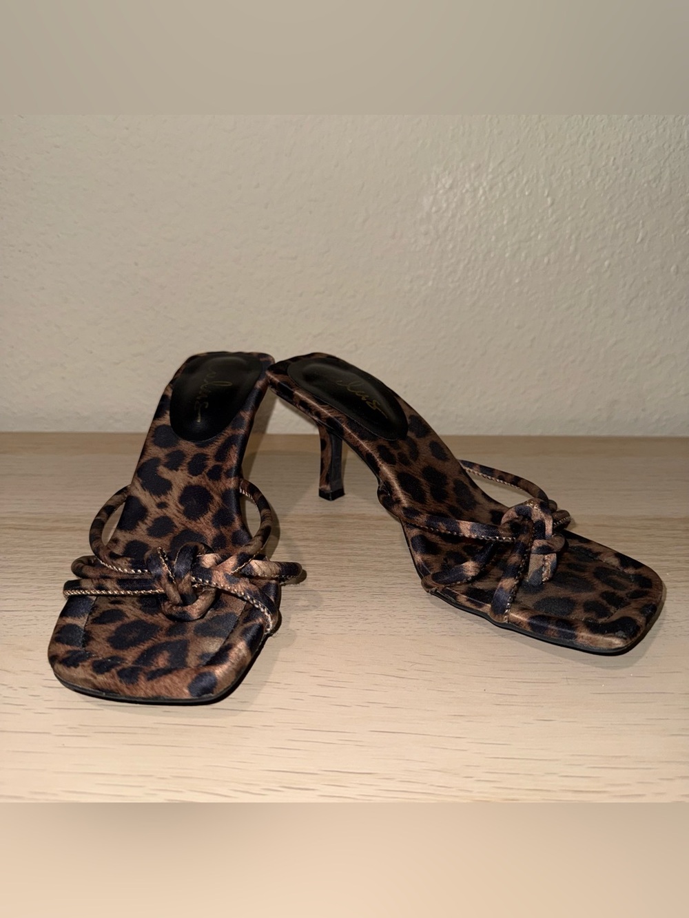 Lulus Leopard Print Strappy Kitten Heel Mules Square Toe Heels Size 6